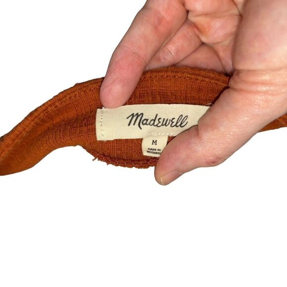 Madewell Women's M Medium Crosshatch Tie-Strap Crop Top Rust Color Jacquard - Picture 7 of 7